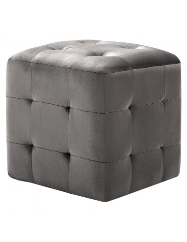 Comodini 2 pz Grigio 30x30x30 cm in Tessuto Vellutato