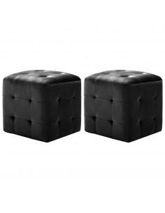 Comodini 2 pz Nero 30x30x30 cm in Tessuto Vellutato 2