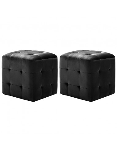 Comodini 2 pz Nero 30x30x30 cm in Tessuto Vellutato