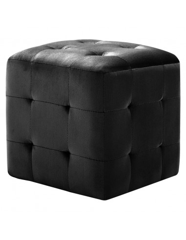 Comodini 2 pz Nero 30x30x30 cm in Tessuto Vellutato