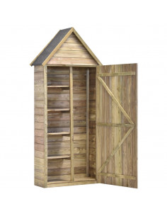 Capanno da Giardino con Porta 69,5x32x178 cm in Pino Impregnato 2