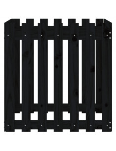 Fioriera Giardino a Recinzione Nera 70x70x70 cm Massello Pino