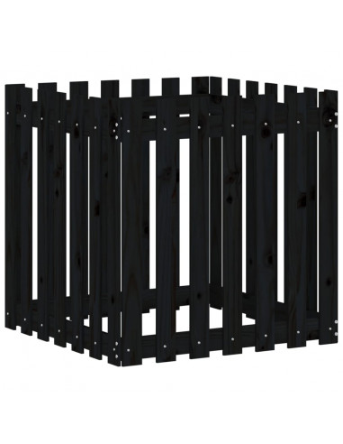 Fioriera Giardino a Recinzione Nera 70x70x70 cm Massello Pino
