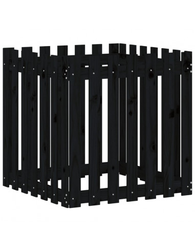 Fioriera Giardino a Recinzione Nera 70x70x70 cm Massello Pino
