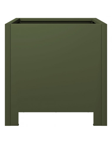 Fioriere da Giardino 2 pz Verde Oliva 30x30x30 cm in Acciaio