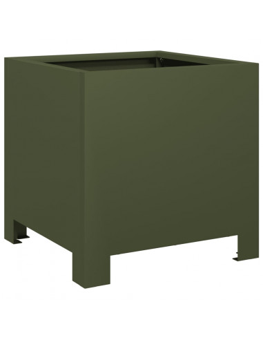 Fioriere da Giardino 2 pz Verde Oliva 30x30x30 cm in Acciaio
