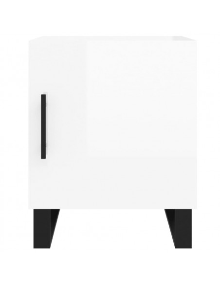 Comodini 2pz Bianco Lucido 40x40x50 cm in Legno Multistrato