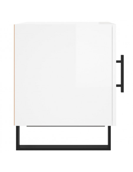 Comodini 2pz Bianco Lucido 40x40x50 cm in Legno Multistrato