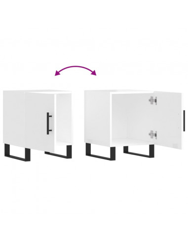 Comodini 2pz Bianco Lucido 40x40x50 cm in Legno Multistrato