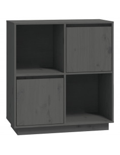 Credenza Grigia 74x35x80 cm in Legno Massello di Pino 2