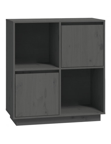 Credenza Grigia 74x35x80 cm in Legno Massello di Pino