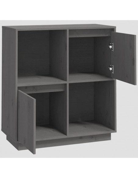 Credenza Grigia 74x35x80 cm in Legno Massello di Pino