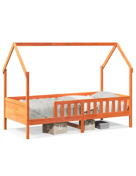Giroletto Casetta Bambini Marrone Cera 90x190 cm Massello Pino