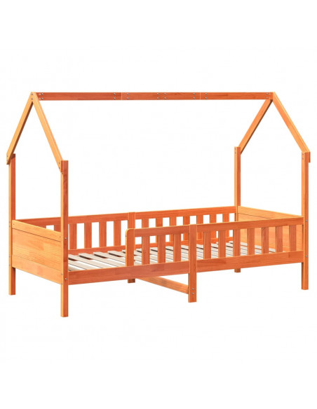 Giroletto Casetta Bambini Marrone Cera 90x190 cm Massello Pino