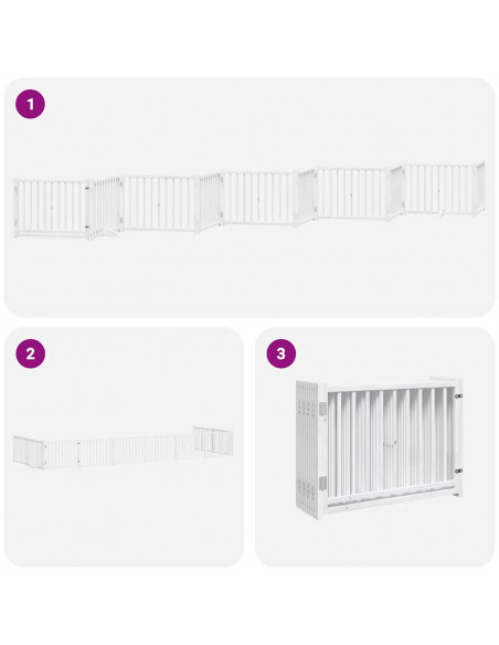 Cancello Cani Porta Pieghevole Bianco 10 Pannelli 800 cm Pioppo