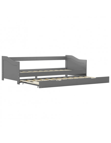 Divano Letto a Scomparsa Grigio in Legno di Pino 90x200 cm