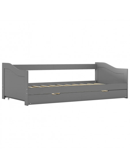 Divano Letto a Scomparsa Grigio in Legno di Pino 90x200 cm