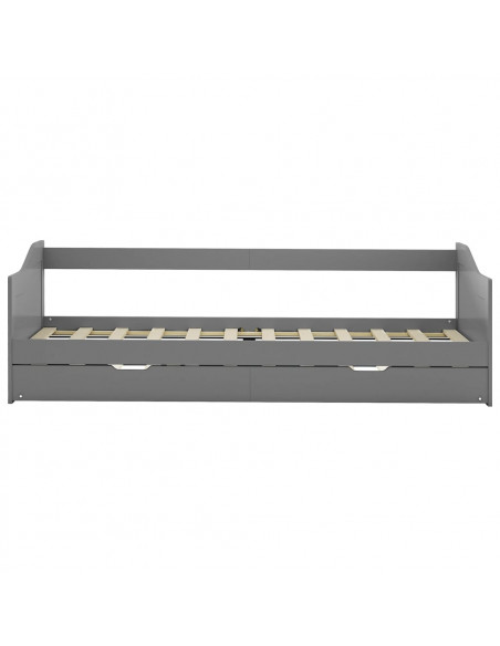 Divano Letto a Scomparsa Grigio in Legno di Pino 90x200 cm