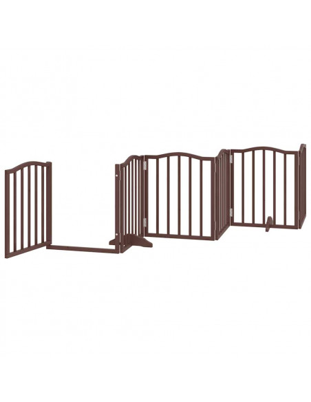 Cancello Cani Porta Pieghevole Marrone 12 Pannelli 600cm Pioppo