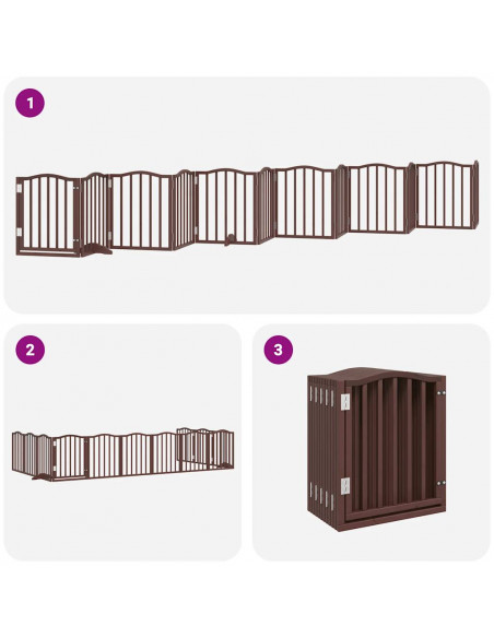 Cancello Cani Porta Pieghevole Marrone 12 Pannelli 600cm Pioppo