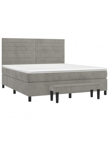 Giroletto a Molle con Materasso Grigio Chiaro 180x200cm Velluto