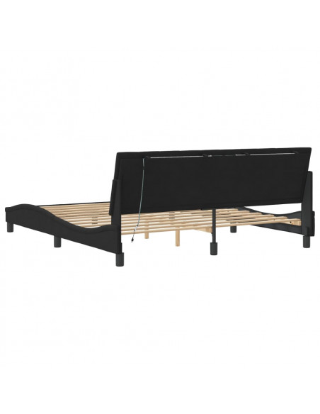 Giroletto con Luci LED Nero 180x200 cm in Velluto