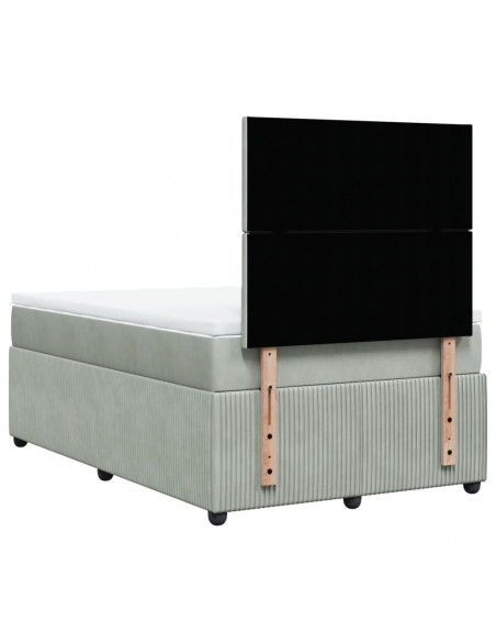 Giroletto a Molle con Materasso Grigio Chiaro 120x200cm Velluto