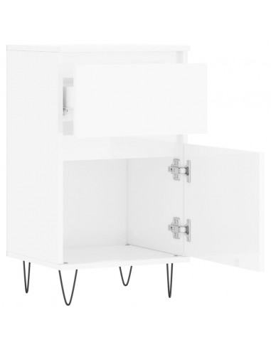 Credenze 2 pz Bianco Lucido 40x35x70 cm in Legno Multistrato