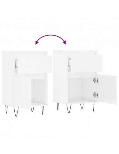 Credenze 2 pz Bianco Lucido 40x35x70 cm in Legno Multistrato
