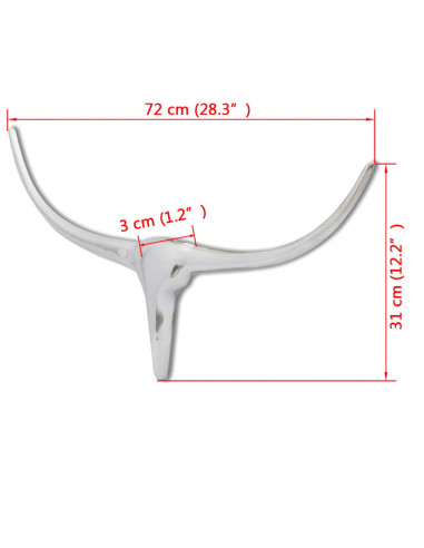 Decorazione da Parete Testa di Toro in Alluminio Argento 72 cm
