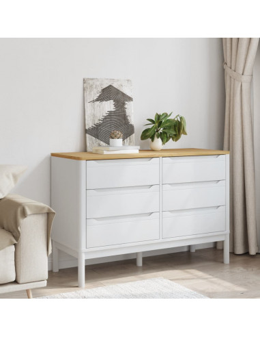 Cassettiera FLORO Bianca in Legno Massello di Pino