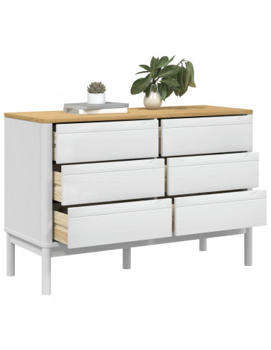 Cassettiera FLORO Bianca in Legno Massello di Pino