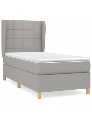 Giroletto a Molle con Materasso Grigio Chiaro100x200 cm Tessuto