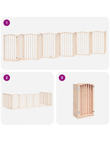 Cancello per Cani Porta Pieghevole 12 Pannelli 300 cm in Pioppo