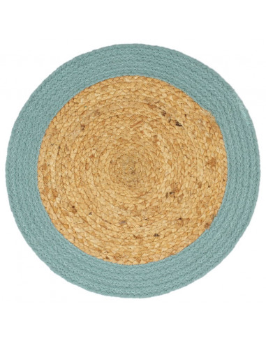Tovagliette 6 pz Naturale e Verde 38 cm in Juta e Cotone