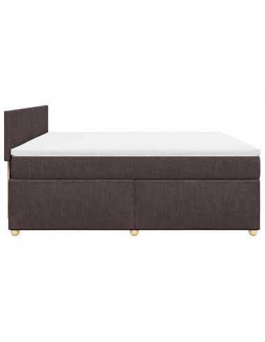 Giroletto a Molle con Materasso Marrone Scuro 200x200cm Tessuto