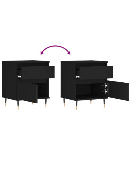Comodini 2pz Neri 40x35x50 cm in Legno Multistrato