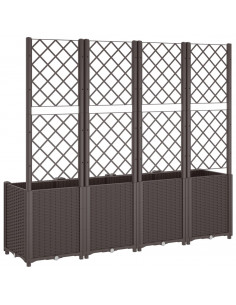 Fioriera da Giardino con Traliccio Marrone 160x40x140 cm in PP