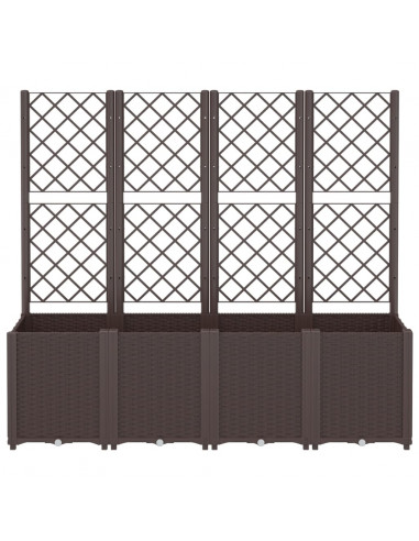 Fioriera da Giardino con Traliccio Marrone 160x40x140 cm in PP