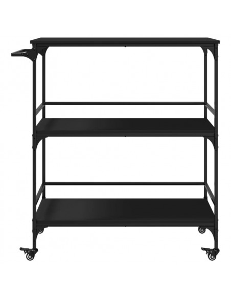 Carrello da Cucina Nero 100,5x50x105 cm in Legno Multistrato