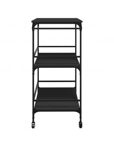 Carrello da Cucina Nero 100,5x50x105 cm in Legno Multistrato