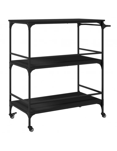 Carrello da Cucina Nero 100,5x50x105 cm in Legno Multistrato