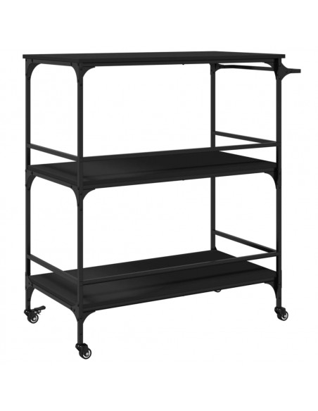 Carrello da Cucina Nero 100,5x50x105 cm in Legno Multistrato