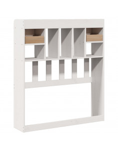 Testiera con Ripiani Bianca 75 cm in Legno Massello di Pino