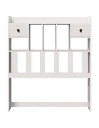 Testiera con Ripiani Bianca 75 cm in Legno Massello di Pino