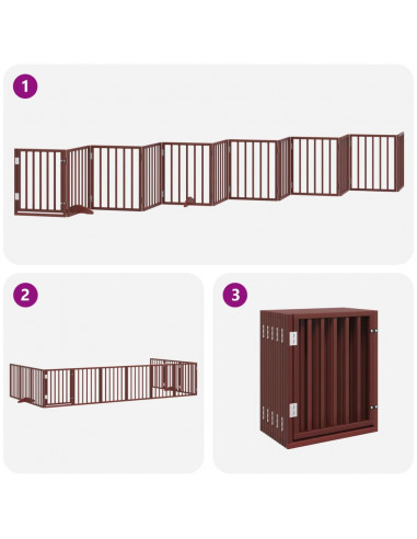 Cancello Cani Porta Pieghevole Marrone 12 Pannelli 600cm Pioppo