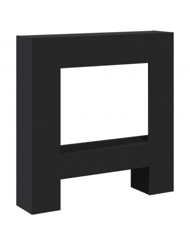 Cornice per Camino Nera 81x18x82 cm in Truciolato