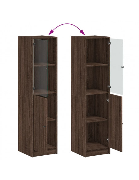 Credenza con Anta in Vetro Rovere Marrone 35x37x142 cm