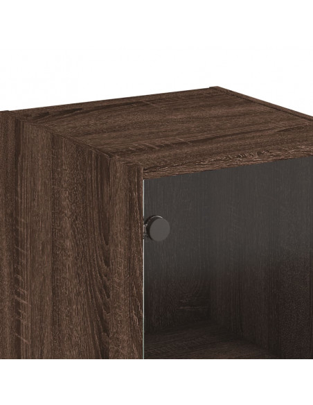 Credenza con Anta in Vetro Rovere Marrone 35x37x142 cm