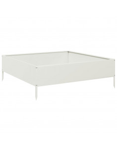 Fioriera Rialzata da Giardino Bianca 100x100x33,5 cm in Acciaio 2